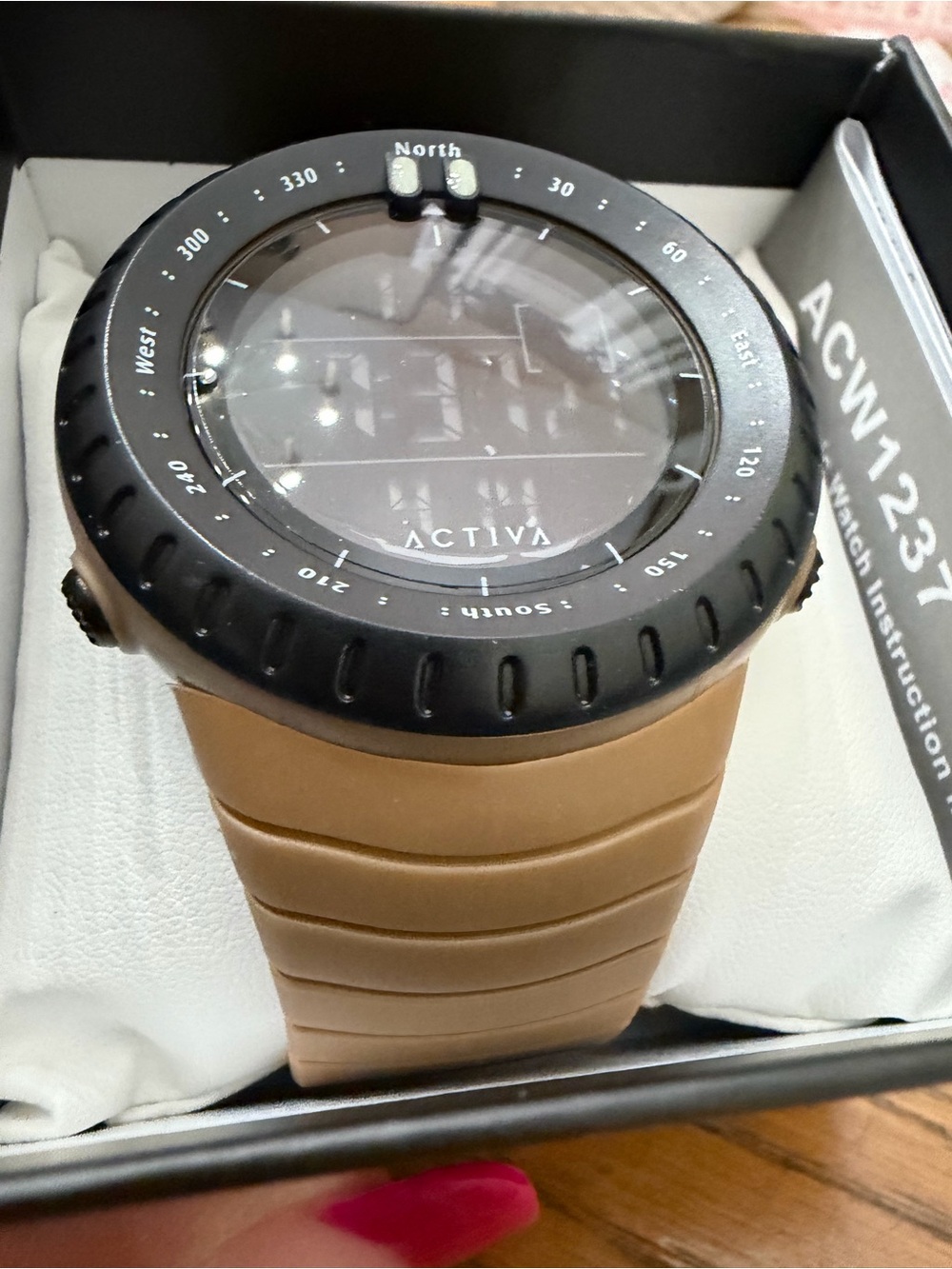 Invicta Activa Odyssey Tan Silicone Band Black Bezel Digital Watch
